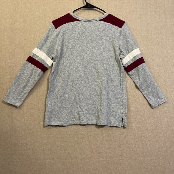 Old Navy Top Women's Medium Gray, Burgundy, White Long Sleeve - Picture 8 of 11